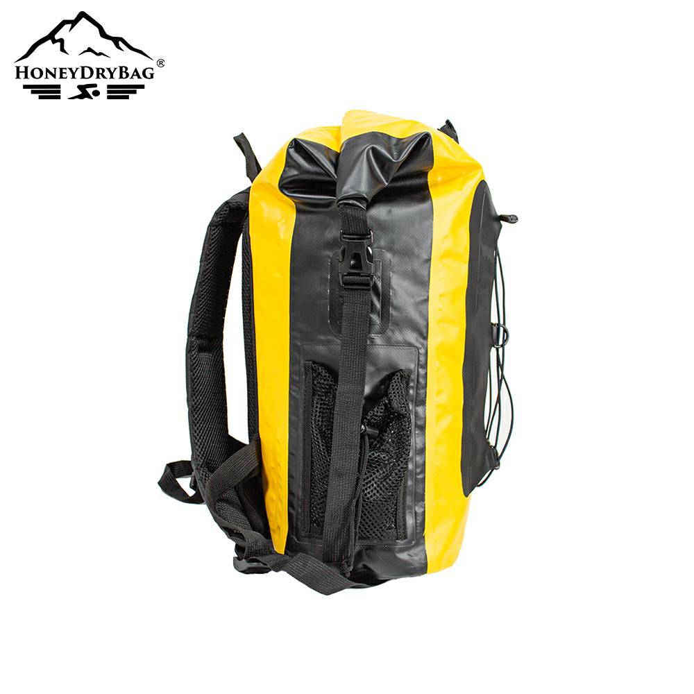 Tarpaulin Roll-top Waterproof Backpack with Bungee Cord for Camping Traveling